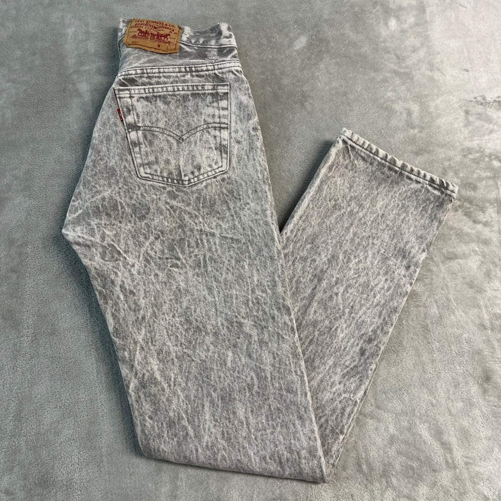 Vintage Levis 501 Mens 29x34 (27x33) Acid Wash Grey Straight Leg Jeans USA Grey
